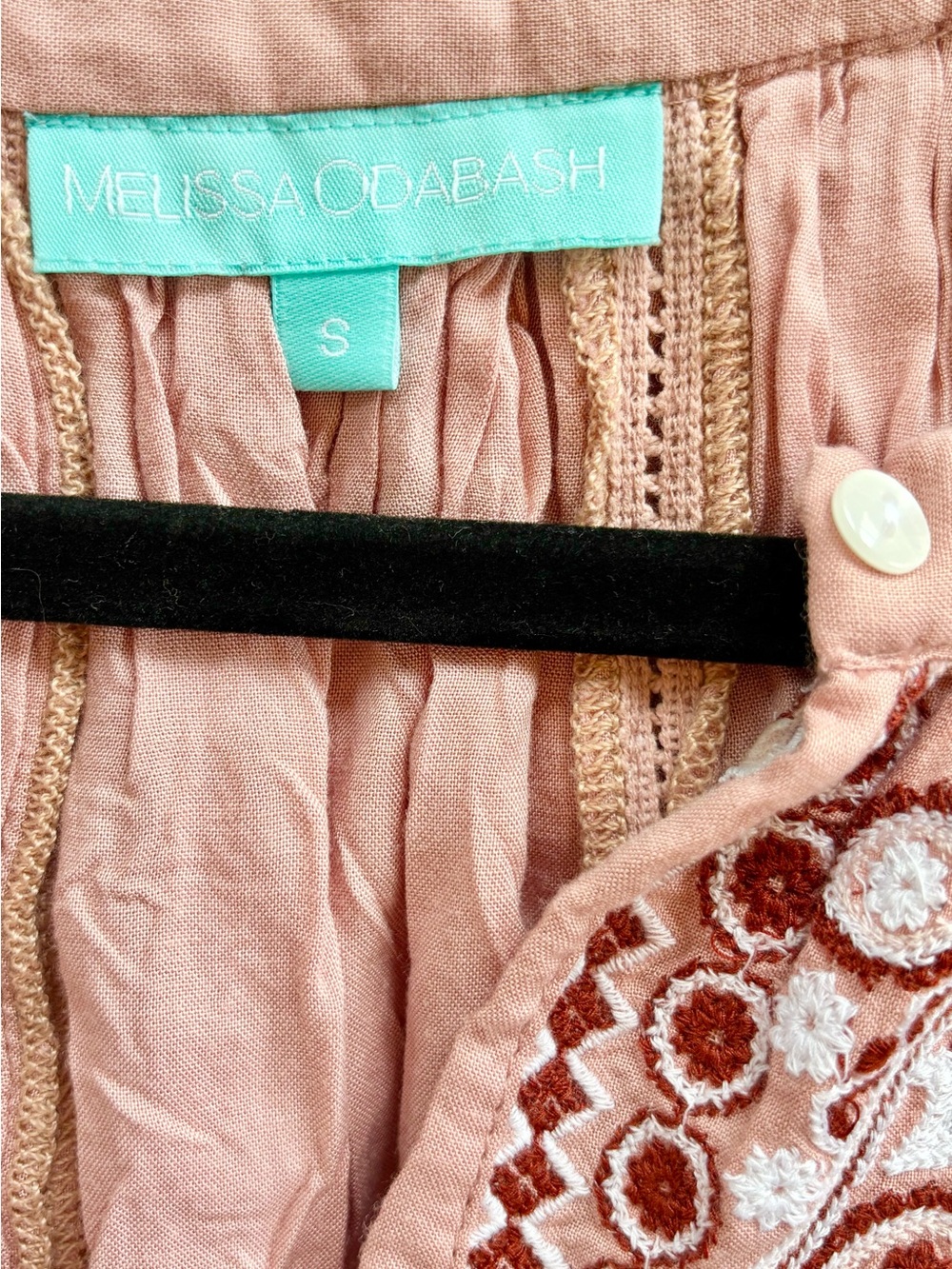 Nordstrom MELISSA ODABASH Nadja Embroidered Kaftan Mini Dress salmon pink $285 - Picture 3 of 8